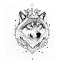 WOLF WITH A SOCCER BALL AND A CROWN tattoo design idea