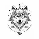 WOLF WITH A SOCCER BALL AND A CROWN tattoo design idea