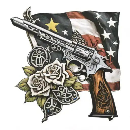 flag cross 2nd amendment tattoo design idea