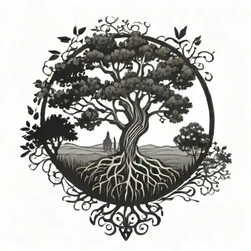 A tree of life tattoo symbolizing resilience and growth after surviving suicide, father of a son  tattoo design idea