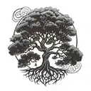 A tree of life tattoo symbolizing resilience and growth after surviving suicide, father of a son  tattoo design idea