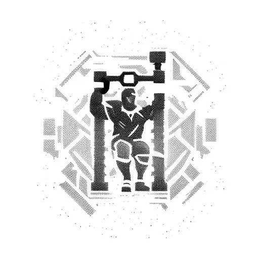 Combine the Call of Duty logo with a silhouette of a weightlifter in action tattoo design idea