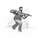 Combine the Call of Duty logo with a silhouette of a weightlifter in action tattoo design idea