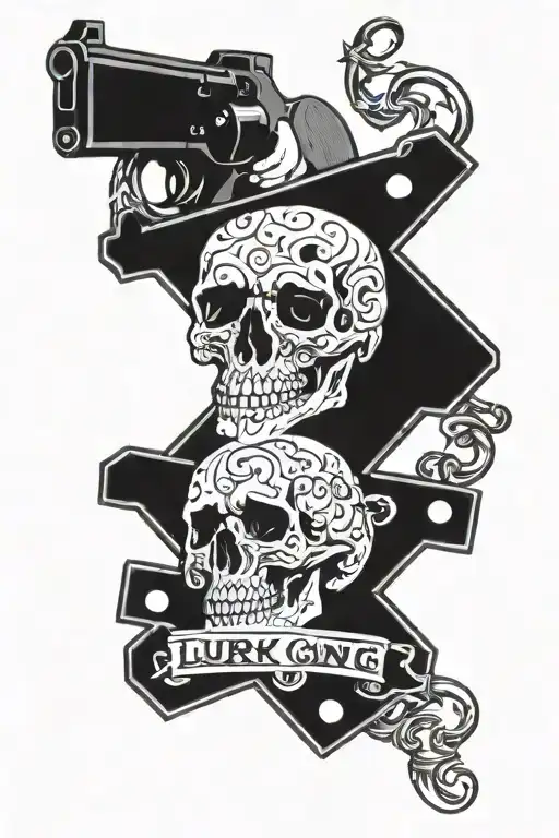 041 LURK GANG, Street sign,skull,G$G,Gun tattoo design idea