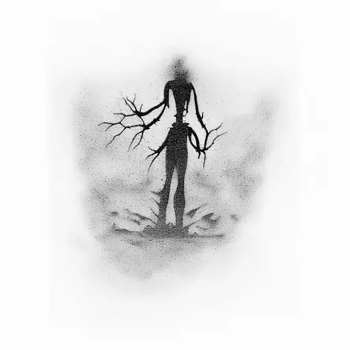 A ghostly silhouette of a figure reaching out towards a fading memory with the inscription 'The dead will not come back to life' tattoo design idea