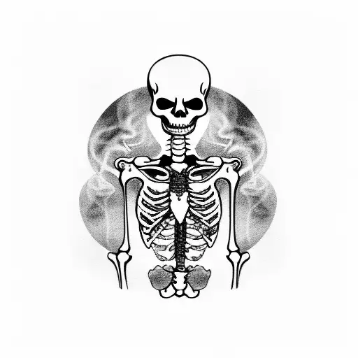 skeleton smoking a cigarette  tattoo design idea