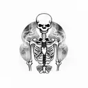 skeleton smoking a cigarette  tattoo design idea