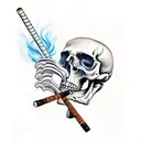 skeleton smoking a cigarette  tattoo design idea