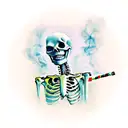 skeleton smoking a cigarette  tattoo design idea