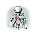 skeleton smoking a cigarette  tattoo design idea