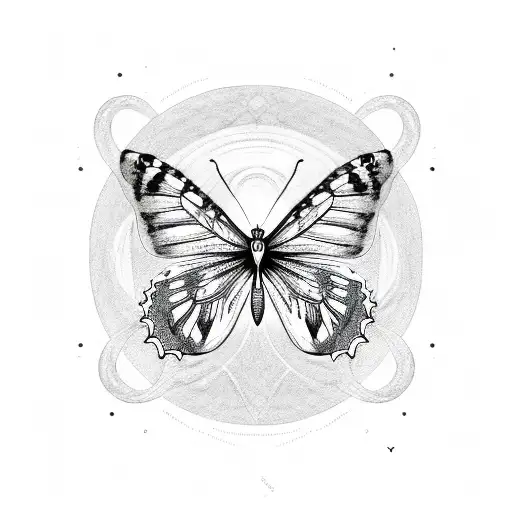 Butterfly flying around a virgo tattoo design idea