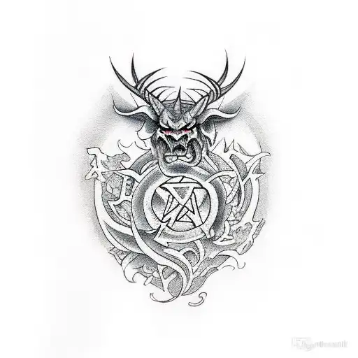 satanic painting tattoo design idea