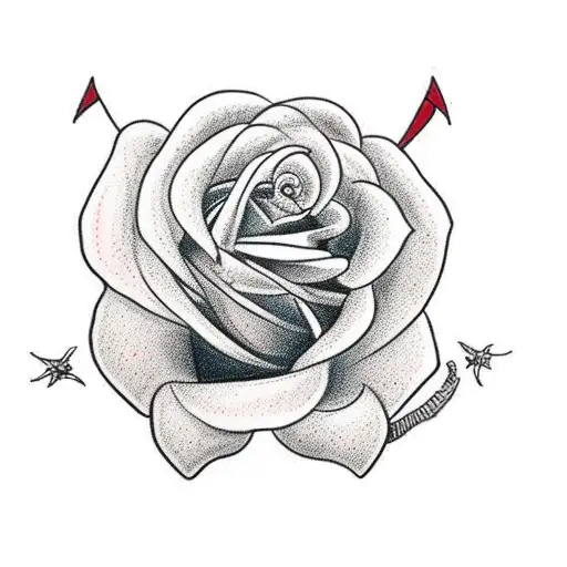 three red roses, black wings tattoo design idea