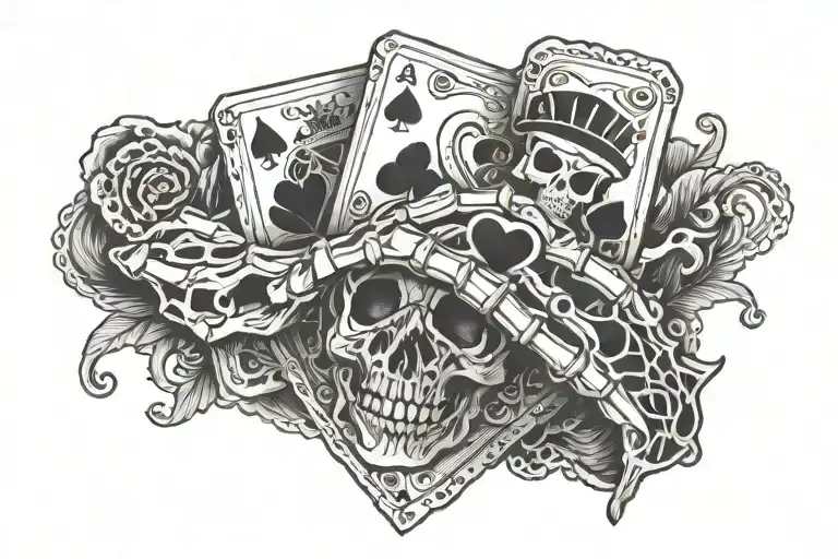 skeleton hand holding a jack of hearts card tattoo design idea