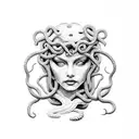 medusa with her snakes covering her face exept for her eyes tattoo design idea