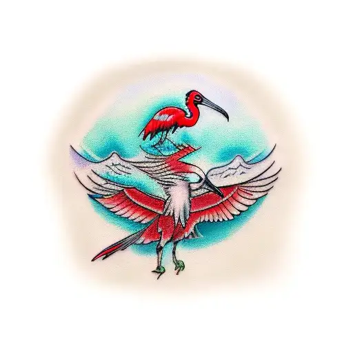 scarlet ibis tattoo design idea