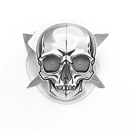 skull and crow tattoo design idea