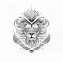  intertwining flames and waves, incorporating the text ‘Heart of a lion’ in a bold and dyna tattoo design idea