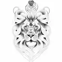  intertwining flames and waves, incorporating the text ‘Heart of a lion’ in a bold and dyna tattoo design idea