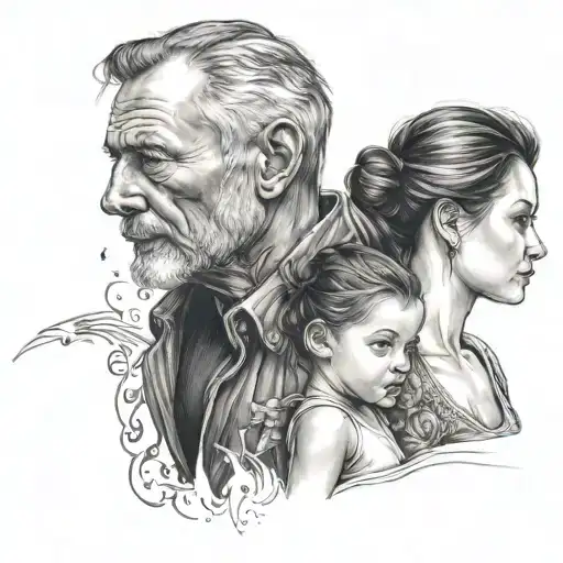 daughter and dad tattoo design idea