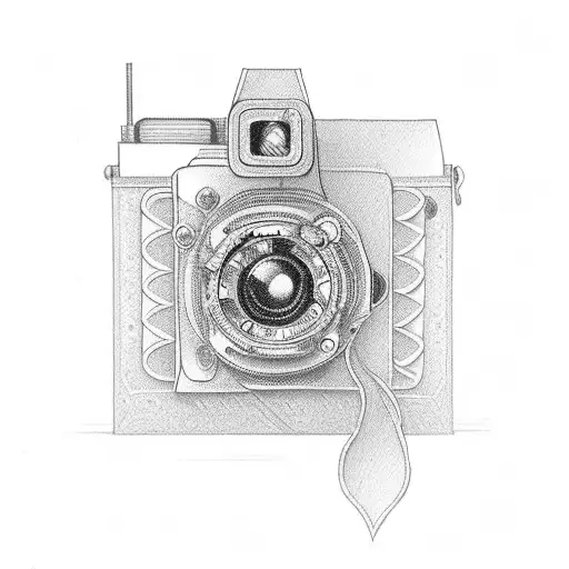 : Design a vintage camera with intricate details, such as brass and leather textures, to give it a classic feel tattoo design idea