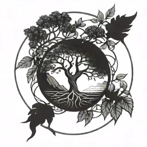 Tree of life in a broken circle  tattoo design idea