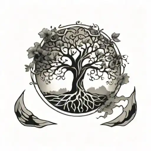 tree of life in a broken circle tattoo design idea
