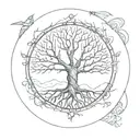 tree of life in a broken circle tattoo design idea