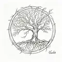tree of life in a broken circle tattoo design idea