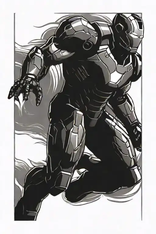 iron man walking forward tattoo design idea