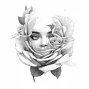 face with roses  tattoo design idea