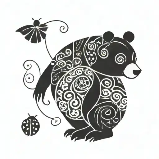 Ladybug bear holding tattoo design idea