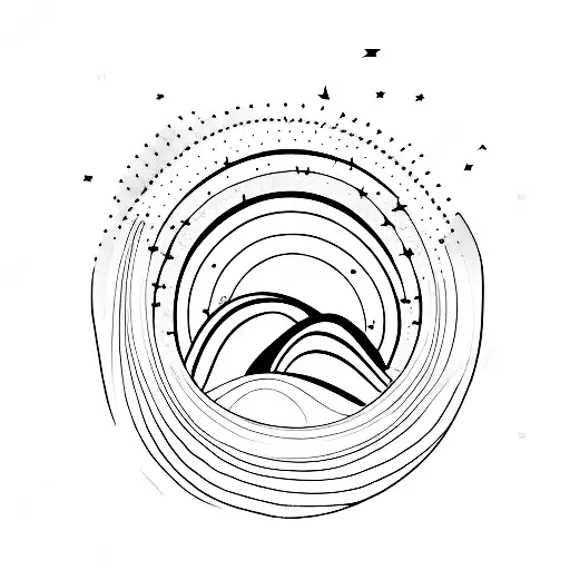 on a dark desert highway, cool wind in my hair up ahead in the distance i saw a shimmering light tattoo design idea