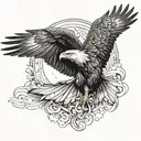 Central Feature: - Realistic Eagle:   - Position: Left chest, wings spread towards the right and lower chest.   - Deta tattoo design idea