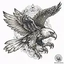 Central Feature: - Realistic Eagle:   - Position: Left chest, wings spread towards the right and lower chest.   - Deta tattoo design idea