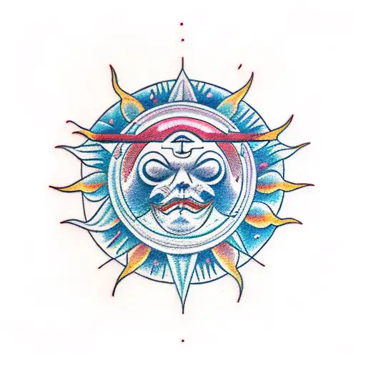 Sun moon and stars tattoo design idea