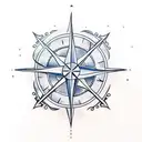Nautical stars and compass tattoo design idea