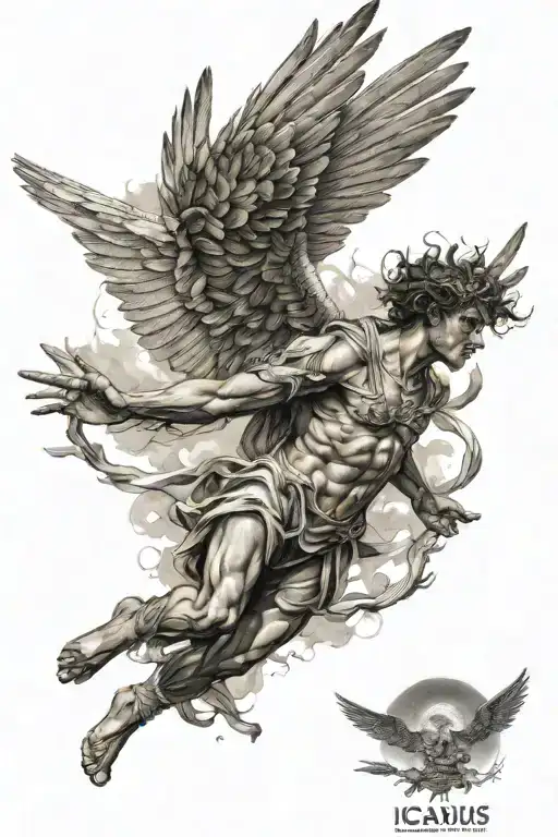 icarus falling from the sky tattoo design idea