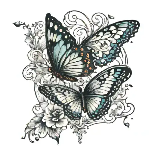 two butterfly's with a quote rib cage tattoo design idea