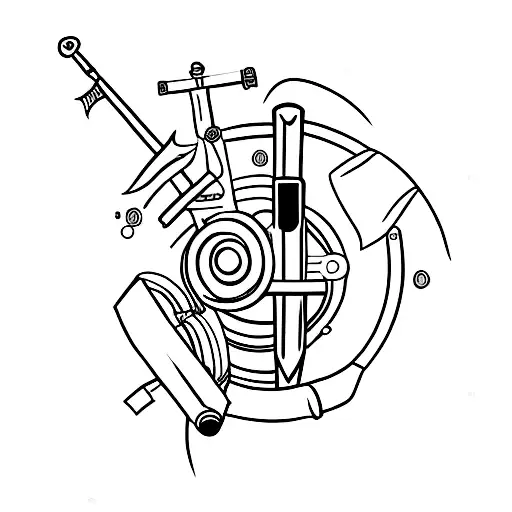 Sword with a silencer and a scope and a bipod tattoo design idea