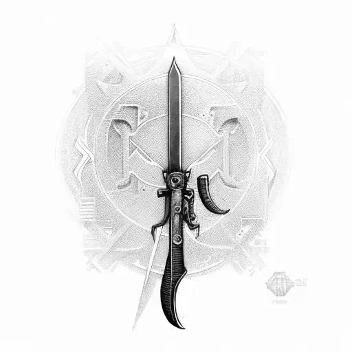 Sword with a silencer and a scope and a bipod tattoo design idea