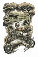 racing and country landscape tattoo design idea