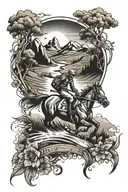 racing and country landscape tattoo design idea
