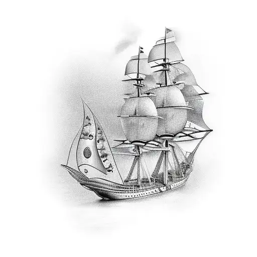 Queen Anne's Revenge galleon tattoo design idea