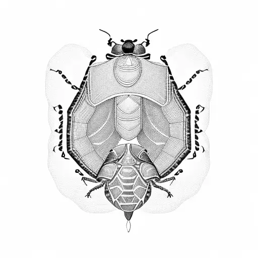 An Egyptian scarab beetle with intricate dotwork patterns tattoo design idea