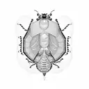 An Egyptian scarab beetle with intricate dotwork patterns tattoo design idea