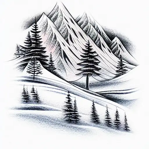 Mountain Scene tattoo design idea