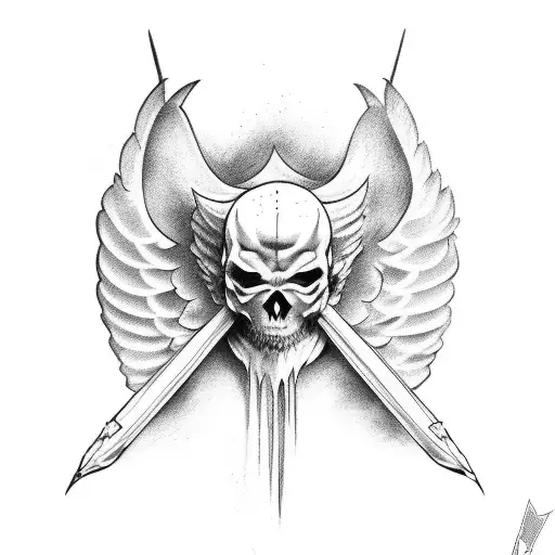 ANGELS KILLING A DEVIL tattoo design idea