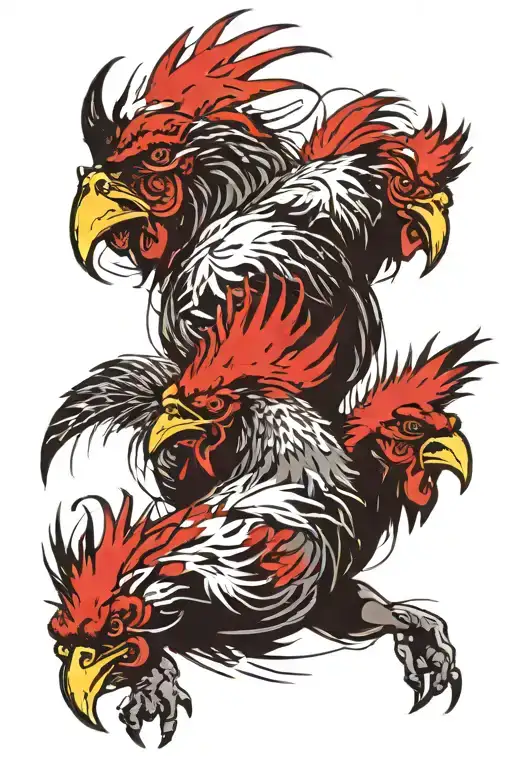 ox rooster and monkey  tattoo design idea