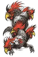 ox rooster and monkey  tattoo design idea